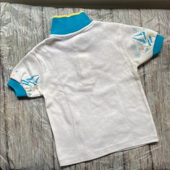 Okie Dokie Blue and White Polo Shirt Sporty Knit Style - Picture 7 of 8